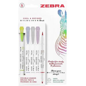 Zebra MILDLINER BRUSH HIGHLIGHTER 5PK HANG BOX(CO&REFINED)(79205) Multicolor Zebra MILDLINER BRUSH HIGHLIGHTER 5PK HANG BOX(CO&REFINED)(79205) Multicolor