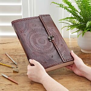 Paper High Indra A4 Embossed & Stitched Leather Journal in Brown Brown Paper High Indra A4 Embossed & Stitched Leather Journal in Brown Brown