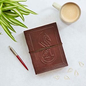 Paper High Celtic Sitting Dragon Leather Journal in Brown Brown Paper High Celtic Sitting Dragon Leather Journal in Brown Brown