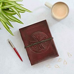 Paper High Celtic Circular Cross Leather Journal in Brown Brown Paper High Celtic Circular Cross Leather Journal in Brown Brown