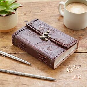 Paper High Indra Medium Embossed & Stitched Leather Journal in Brown Brown Paper High Indra Medium Embossed & Stitched Leather Journal in Brown Brown