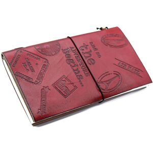 KDMD Handmade Leather Journal- The Adventure Begins - Red - (80 pages) in Maroon Maroon KDMD Handmade Leather Journal- The Adventure Begins - Red - (80 pages) in Maroon Maroon