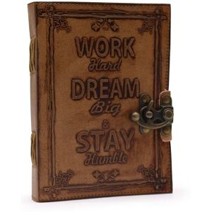 KDMD Leather Journel - Plain Paper - Work & Dream Big in Brown Brown KDMD Leather Journel - Plain Paper - Work & Dream Big in Brown Brown