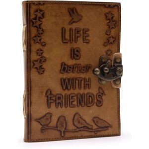KDMD Leather Journel - Plain Paper - Life is Better with Friends in Brown Brown KDMD Leather Journel - Plain Paper - Life is Better with Friends in Brown Brown