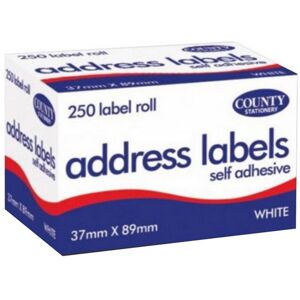 County Stationery White Self Adhesive Address Labels (Pack of 250) White County Stationery White Self Adhesive Address Labels (Pack of 250) White