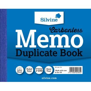 Silvine Carbonless Copy Paper Memo Book in Blue Blue Silvine Carbonless Copy Paper Memo Book in Blue Blue