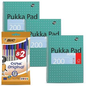 Pukka 3x A4 Jotta Notebook 200 Pages & 10x Cristal Original Ballpoint Multicolor Pukka 3x A4 Jotta Notebook 200 Pages & 10x Cristal Original Ballpoint Multicolor