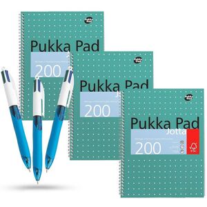 Pukka 3x A4 Jotta Notebook 200 Pages & 3x 4 Colours Ballpoint Pens Multicolor Pukka 3x A4 Jotta Notebook 200 Pages & 3x 4 Colours Ballpoint Pens Multicolor