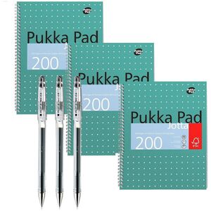 Pukka 3x A4 Notebook 200 Pages & 3x G-Tec C4 Gel Rollerball Pen Multicolor Pukka 3x A4 Notebook 200 Pages & 3x G-Tec C4 Gel Rollerball Pen Multicolor
