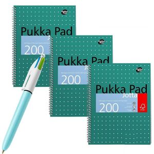 Pukka 3x A4 Notebook 200 Pages & 4 Colours Fun Ballpoint Pens Multicolor Pukka 3x A4 Notebook 200 Pages & 4 Colours Fun Ballpoint Pens Multicolor