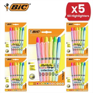 Bic Highlighter Grip Assorted PK12 - 5 Packs Multicolor Bic Highlighter Grip Assorted PK12 - 5 Packs Multicolor
