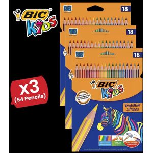 Bic Kids Evolution Stripes Colouring Pencils Assorted - 3 Packs Multicolor Bic Kids Evolution Stripes Colouring Pencils Assorted - 3 Packs Multicolor