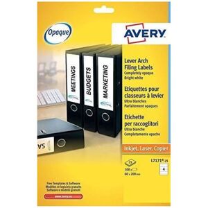 Avery L7171-25 Lever Arch Filing Labels 200 x 60mm - Pack of 100 in White White Avery L7171-25 Lever Arch Filing Labels 200 x 60mm - Pack of 100 in White White