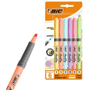 Bic Highlighter Grip Pastel, Highlighter Pens with Adjustable Chisel Tip, Assorted Colours, Pack of 6 Multicolor Bic Highlighter Grip Pastel, Highlighter Pens with Adjustable Chisel Tip, Assorted Colours, Pack of 6 Multicolor