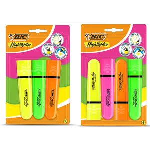 Bic Highlighters Assorted Neon Colours Pack of 3 & 4 with Chisel Tip Multicolor Bic Highlighters Assorted Neon Colours Pack of 3 & 4 with Chisel Tip Multicolor