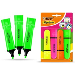 Bic Highlighter Flat Marker 3x Neon Green & 4x Assorted Quick Dry Chisel Tip Multicolor Bic Highlighter Flat Marker 3x Neon Green & 4x Assorted Quick Dry Chisel Tip Multicolor