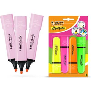 Bic Highlighter Flat Marker 3x Pastel Pink & 4x Assorted Neon Chisel Tip Multicolor Bic Highlighter Flat Marker 3x Pastel Pink & 4x Assorted Neon Chisel Tip Multicolor