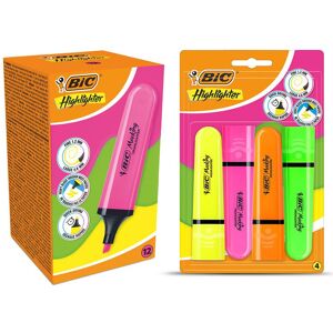 Bic Highlighter Flat Marker 12x Neon Pink & 4x Assorted Quick Dry Chisel Tip Multicolor Bic Highlighter Flat Marker 12x Neon Pink & 4x Assorted Quick Dry Chisel Tip Multicolor