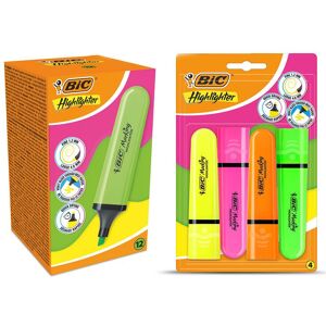 Bic Highlighter Flat Marker 12x Neon Green & 4x Assorted Quick Dry Chisel Tip Multicolor Bic Highlighter Flat Marker 12x Neon Green & 4x Assorted Quick Dry Chisel Tip Multicolor