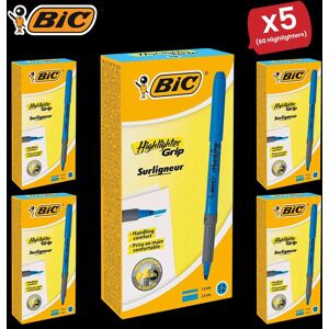 Bic Briteliner Grip Highlighter Pen Blue - Pack of 12 - 5 Packs Multicolor Bic Briteliner Grip Highlighter Pen Blue - Pack of 12 - 5 Packs Multicolor