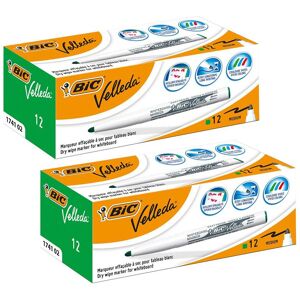 Bic Velleda 1741 Whiteboard Drywipe Markers Green - Box of 12 - 2 Packs Multicolor Bic Velleda 1741 Whiteboard Drywipe Markers Green - Box of 12 - 2 Packs Multicolor