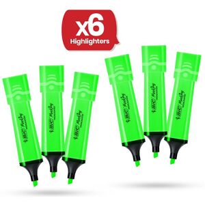 Bic Highlighter Flat - Neon Green - Pack of 6 Multicolor Bic Highlighter Flat - Neon Green - Pack of 6 Multicolor