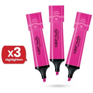 Bic Flat Highlighter Neon Pink Chisel Tip 1.2mm/4.6mm, Water-based Fast dry Ink Pink Bic Flat Highlighter Neon Pink Chisel Tip 1.2mm/4.6mm, Water-based Fast dry Ink Pink