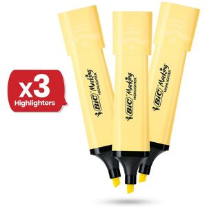 Bic Highlighter Flat - Pastel Yellow - Pack of 3 Multicolor Bic Highlighter Flat - Pastel Yellow - Pack of 3 Multicolor