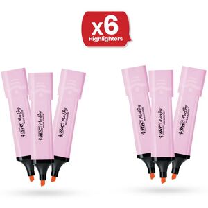 Bic Highlighter Flat - Pastel Pink - Pack of 6 Pink Bic Highlighter Flat - Pastel Pink - Pack of 6 Pink