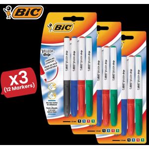 Bic Velleda Grip Whiteboard Markers Assorted - Pack of 4 - 3 Packs Multicolor Bic Velleda Grip Whiteboard Markers Assorted - Pack of 4 - 3 Packs Multicolor