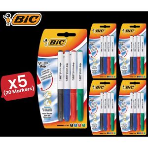 Bic Velleda Grip Whiteboard Markers Assorted - Pack of 4 - 5 Packs Multicolor Bic Velleda Grip Whiteboard Markers Assorted - Pack of 4 - 5 Packs Multicolor