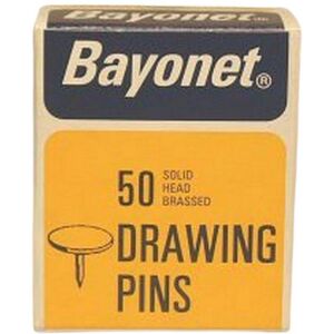 Bayonet Brass Plated Solid Head Drawing Pins (Pack of 50) in Gold Gold Bayonet Brass Plated Solid Head Drawing Pins (Pack of 50) in Gold Gold