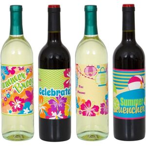 Unique Party Summer Wine Bottle Label (Pack of 4) Multicolor Unique Party Summer Wine Bottle Label (Pack of 4) Multicolor