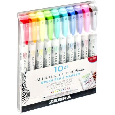 Zebra MILDLINER BRUSH HIGHLIGHTER ASSTD 10PK WALLET Multicolor Zebra MILDLINER BRUSH HIGHLIGHTER ASSTD 10PK WALLET Multicolor