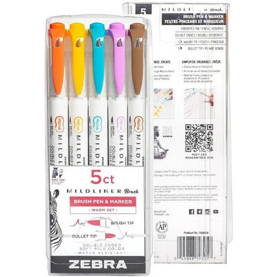 Zebra MILDLINER BRUSH HIGHLIGHTER 5PK WALLET(WARM) Multicolor Zebra MILDLINER BRUSH HIGHLIGHTER 5PK WALLET(WARM) Multicolor