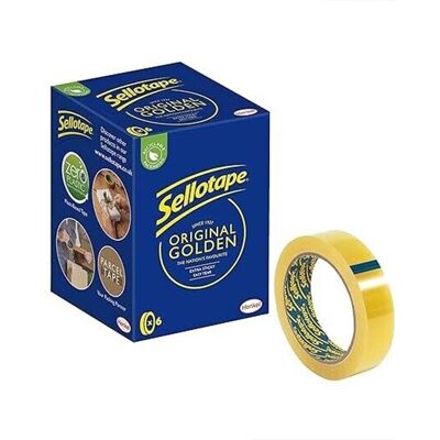 Sellotape Original Golden Multi-Purpose Easy-to-Use Clear Tape, 24mmx66m, 6 Pack in Gold Gold Sellotape Original Golden Multi-Purpose Easy-to-Use Clear Tape, 24mmx66m, 6 Pack in Gold Gold