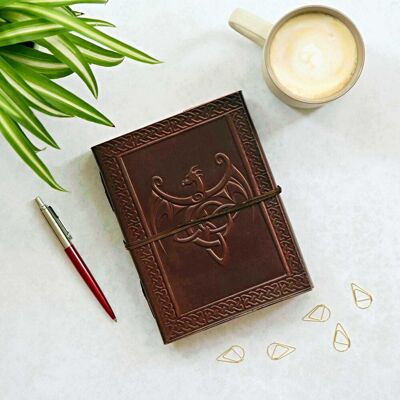 Paper High Celtic Winged Dragon Leather Journal in Brown Brown Paper High Celtic Winged Dragon Leather Journal in Brown Brown