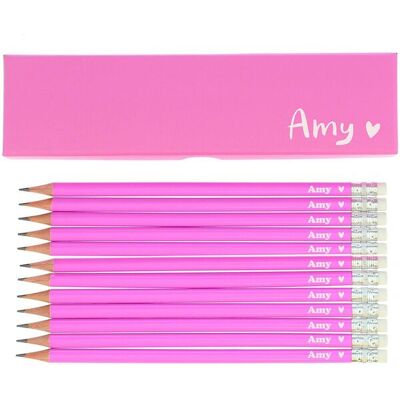 Personalised Memento Company Women's Personalised Heart Box & 12 Pink HB Pencils Pink Personalised Memento Company Women's Personalised Heart Box & 12 Pink HB Pencils Pink