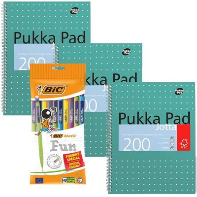 Pukka Pad A4 Jotta Book 3 Pack with BIC Matic Combos 0.7mm Mechanical Pencils 10 Pack Multicolor Pukka Pad A4 Jotta Book 3 Pack with BIC Matic Combos 0.7mm Mechanical Pencils 10 Pack Multicolor