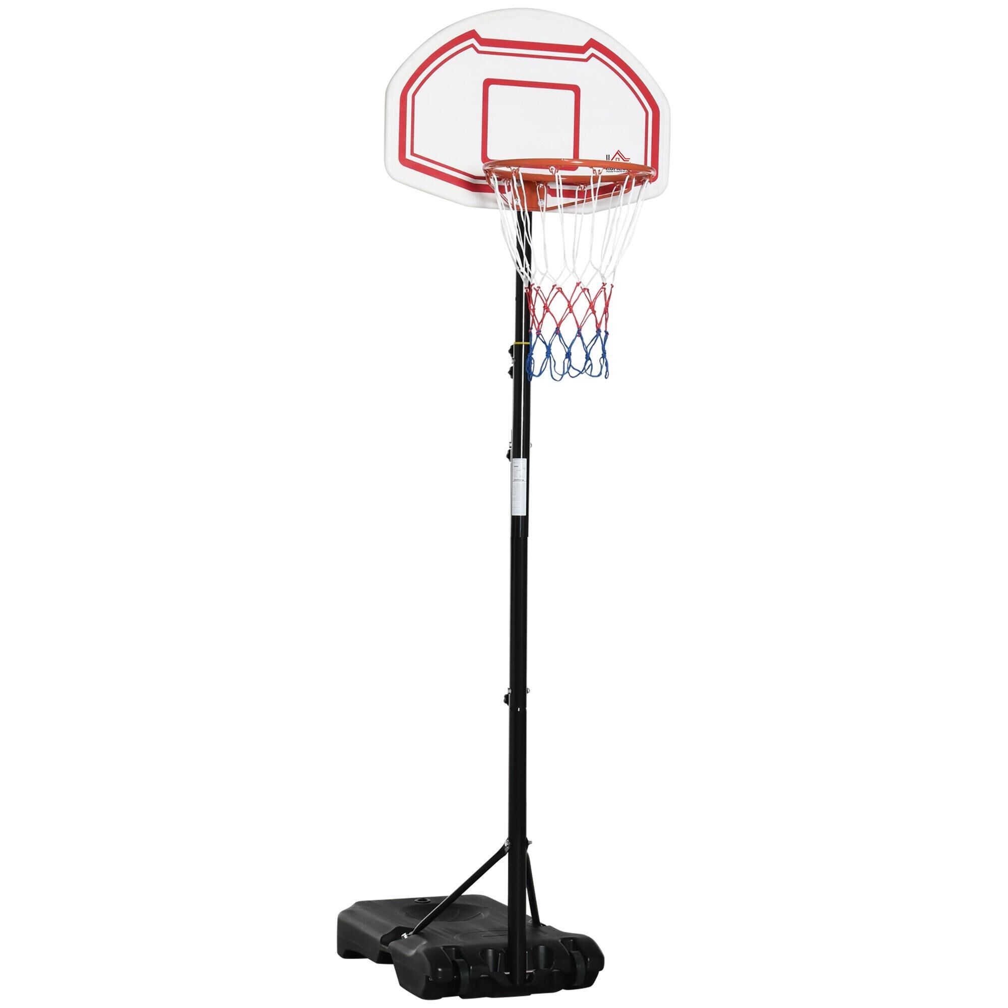HOMCOM Outdoor Adjustable Basketball Hoop Stand with Wheels and Stable Base
