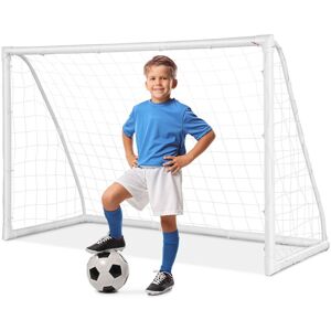 Costway Junior Football Goal Portable Football Training Net Practice Game Target in White White Costway Junior Football Goal Portable Football Training Net Practice Game Target in White White