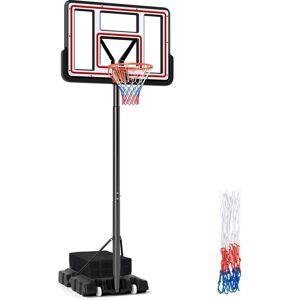 Gymax Portable Basketball Hoop 7.4-10 FT Adjustable Basketball Goal System With 2 Wheels in Black Black Gymax Portable Basketball Hoop 7.4-10 FT Adjustable Basketball Goal System With 2 Wheels in Black Black