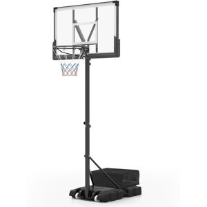 Gymax Portable Basketball Hoop 4.1-10 FT Adjustable Basketball Goal System in Black Black Gymax Portable Basketball Hoop 4.1-10 FT Adjustable Basketball Goal System in Black Black