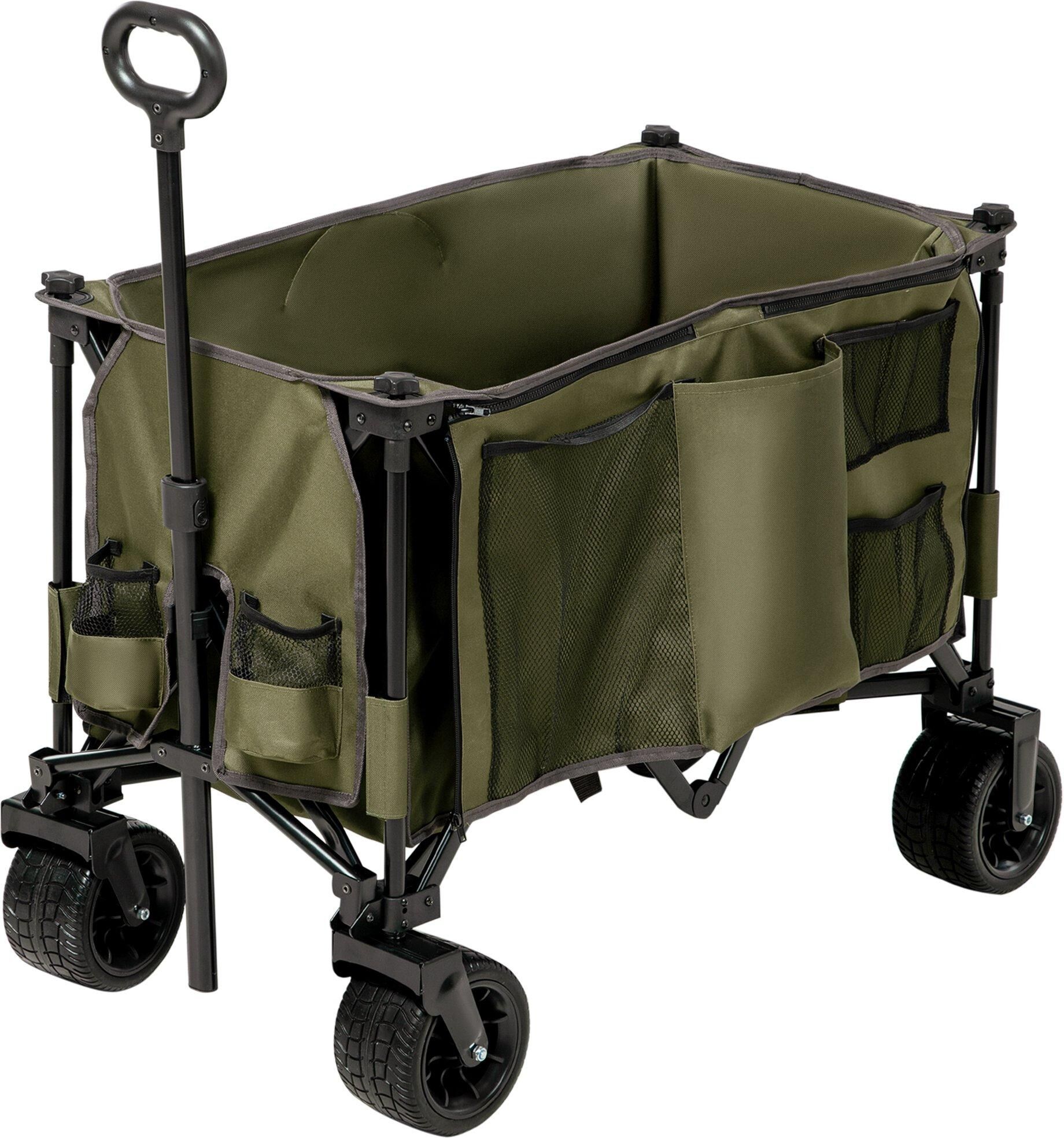 Outsunny Folding Wagon Garten Cart Collapsible Camping Trolley on Wheels