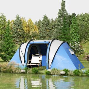 OUTSUNNY 2 Bedroom Camping Tent with Living Area, 3000mm Waterproof in Blue Blue OUTSUNNY 2 Bedroom Camping Tent with Living Area, 3000mm Waterproof in Blue Blue
