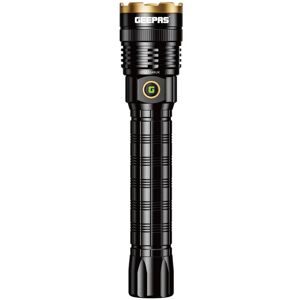 Geepas Zoomable LED Flashlight 3000 Lumen 10 Hours Runtime 8000mah Battery 2600m Beam Distance in Black Black Geepas Zoomable LED Flashlight 3000 Lumen 10 Hours Runtime 8000mah Battery 2600m Beam Distance in Black Black