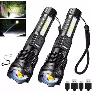 Hinsinc 2X 990000000LM Super Bright Flashlight LED Rechargeable Torch in Black Black Hinsinc 2X 990000000LM Super Bright Flashlight LED Rechargeable Torch in Black Black