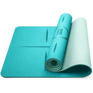 Core Balance TPE Yoga Mat With Body Alignment Lines Non Slip Extra Wide 6mm Foam in Teal Teal Core Balance TPE Yoga Mat With Body Alignment Lines Non Slip Extra Wide 6mm Foam in Teal Teal