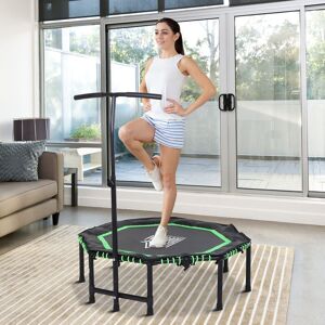 HOMCOM Foldable Trampoline Bouncer Jumper Adjust Handle for Adult Teens in Green Green HOMCOM Foldable Trampoline Bouncer Jumper Adjust Handle for Adult Teens in Green Green