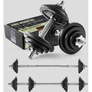 Phoenix Fitness 20KG Cast Iron Adjustable Dumbbell & Barbell Weight Set for Home Workouts in Black Black 20kg Phoenix Fitness 20KG Cast Iron Adjustable Dumbbell & Barbell Weight Set for Home Workouts in Black Black 20kg